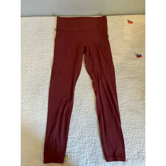Athleta maroon burgundy align soft workout leggings pockets medium - Picture 1 of 7